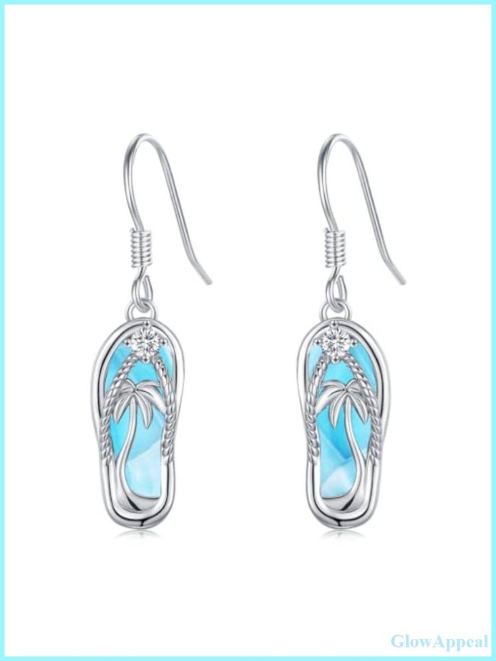 Sterling Silver Opal Flip Flop Dangle Earrings Beach Vacation Jewelry